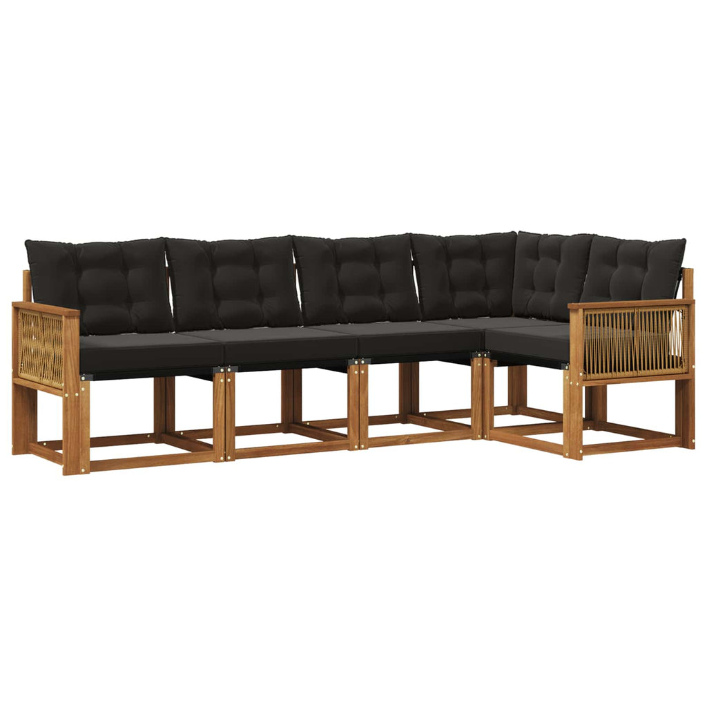 Outdoor-Sofagarnitur mit Kissen 5 pcs Natürlich und Schwarz