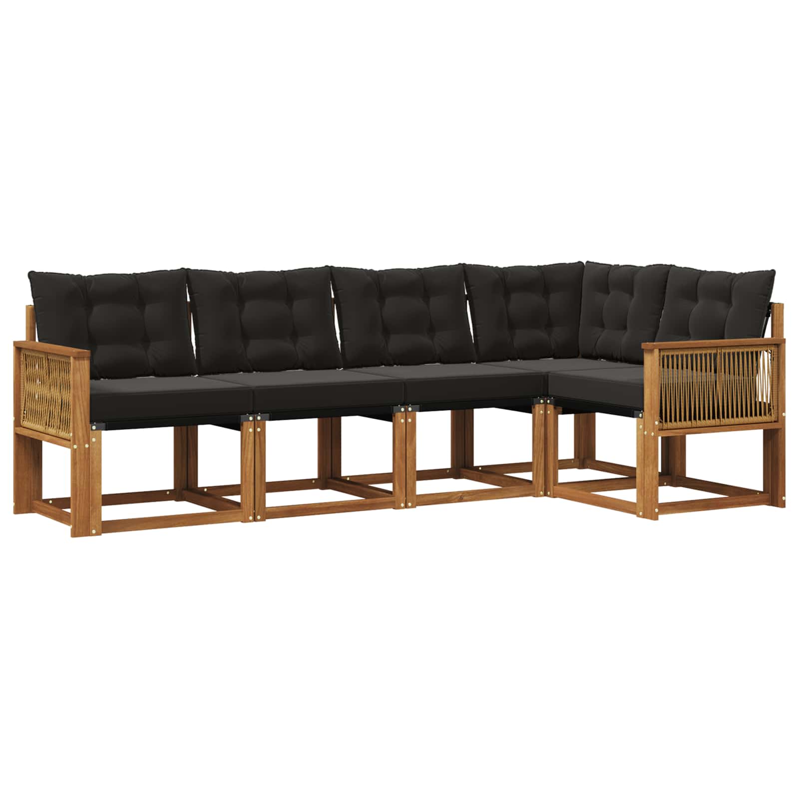 Outdoor-Sofagarnitur mit Kissen 5 pcs Natürlich und Schwarz