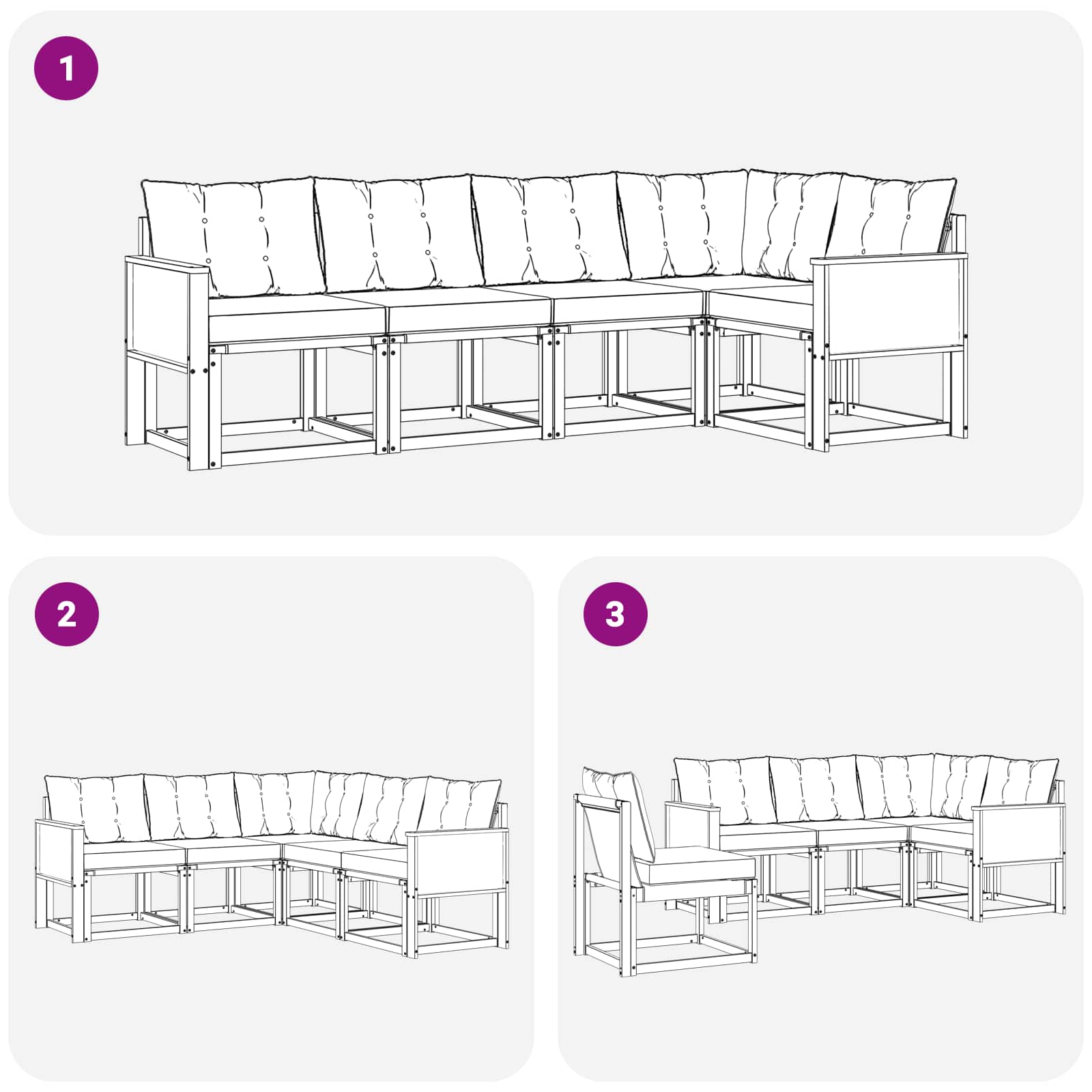 Outdoor-Sofagarnitur mit Kissen 5 pcs Natürlich und Schwarz