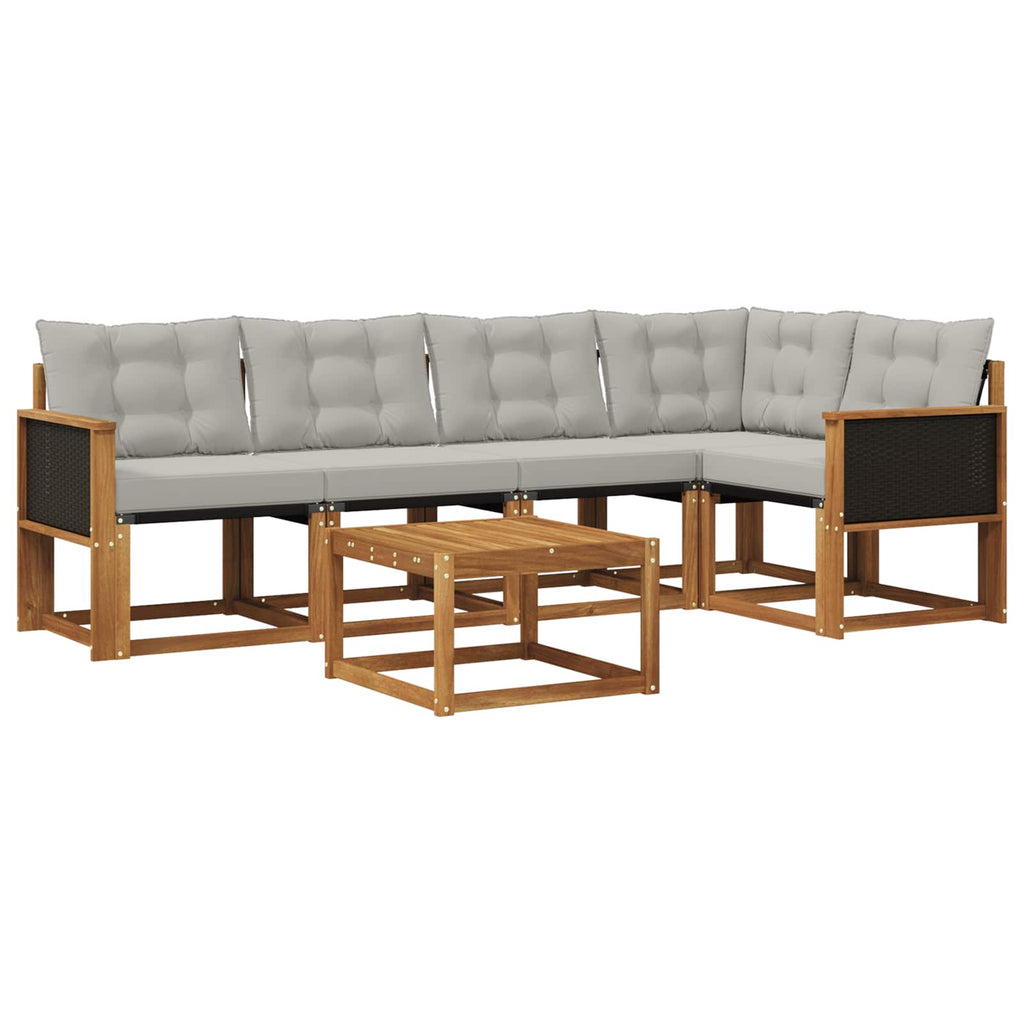 Outdoor-Sofagarnitur mit Kissen 6 pcs Natürlich und Hellgrau