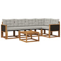Outdoor-Sofagarnitur mit Kissen 6 pcs Natürlich und Hellgrau