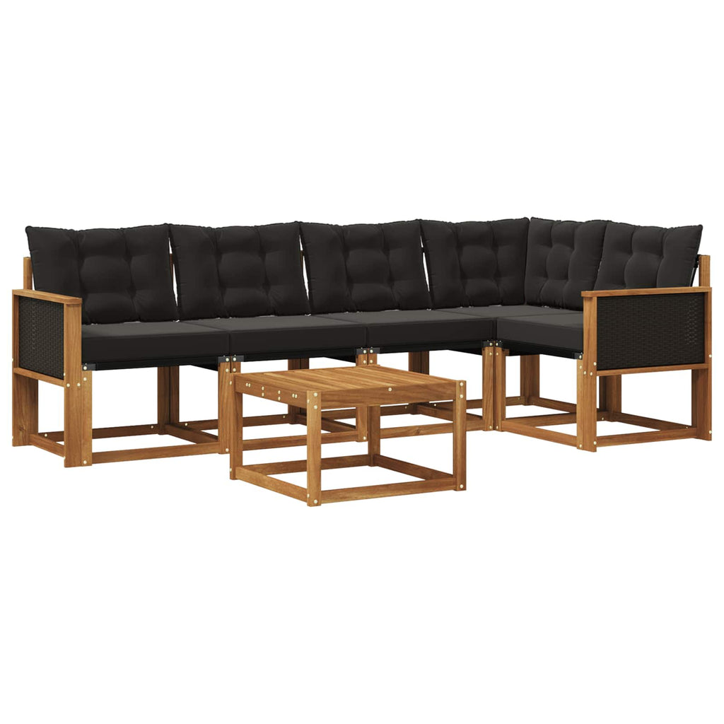 Outdoor-Sofagarnitur mit Kissen 6 pcs Natürlich und Schwarz
