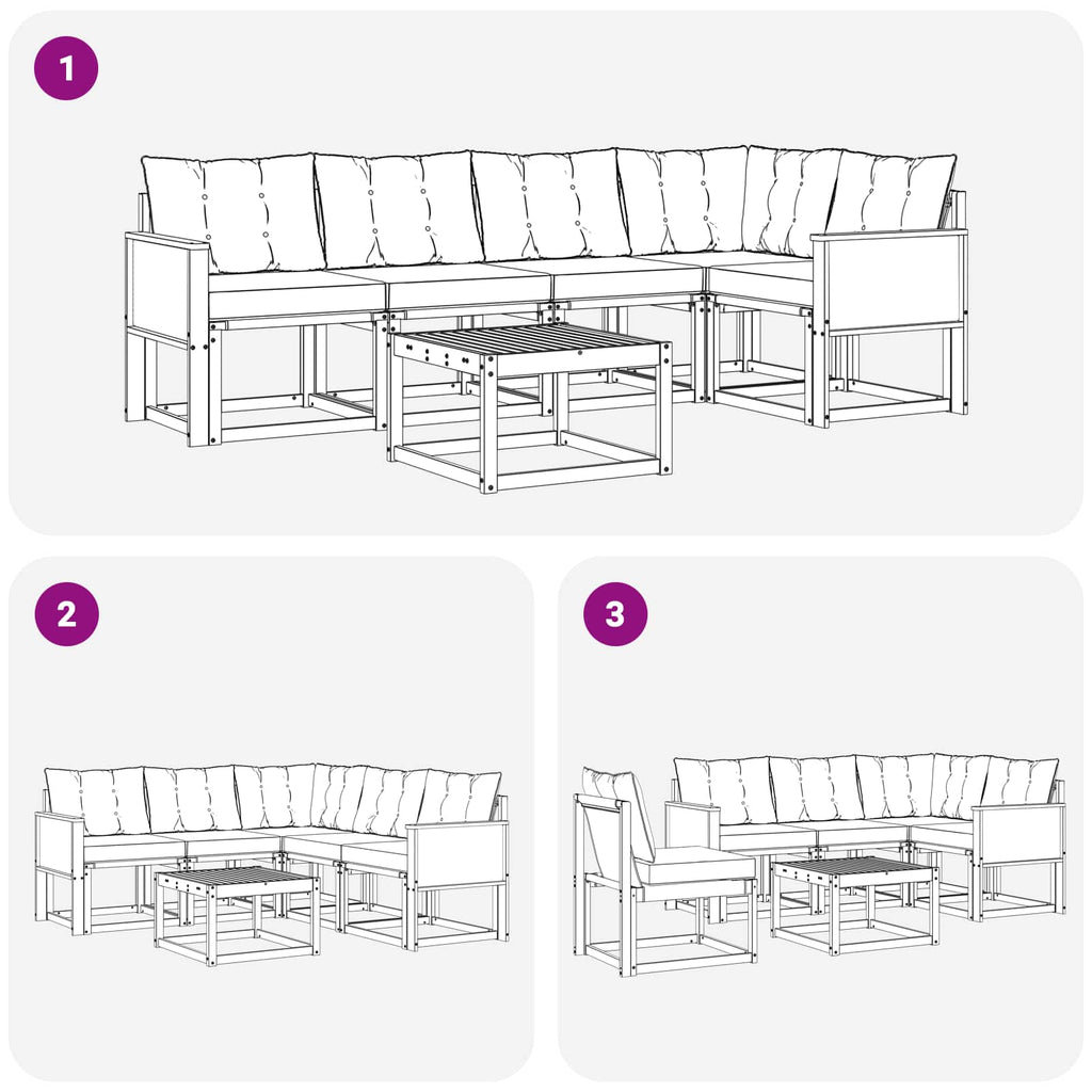 Outdoor-Sofagarnitur mit Kissen 6 pcs Natürlich und Schwarz
