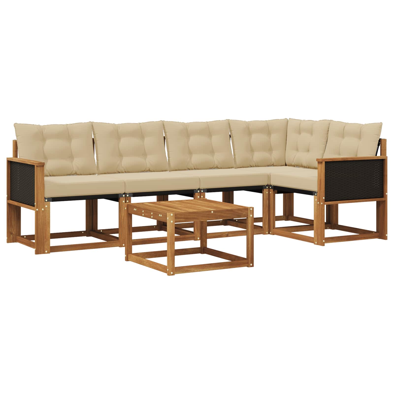 Outdoor-Sofagarnitur mit Kissen 6 pcs Natur und Beige