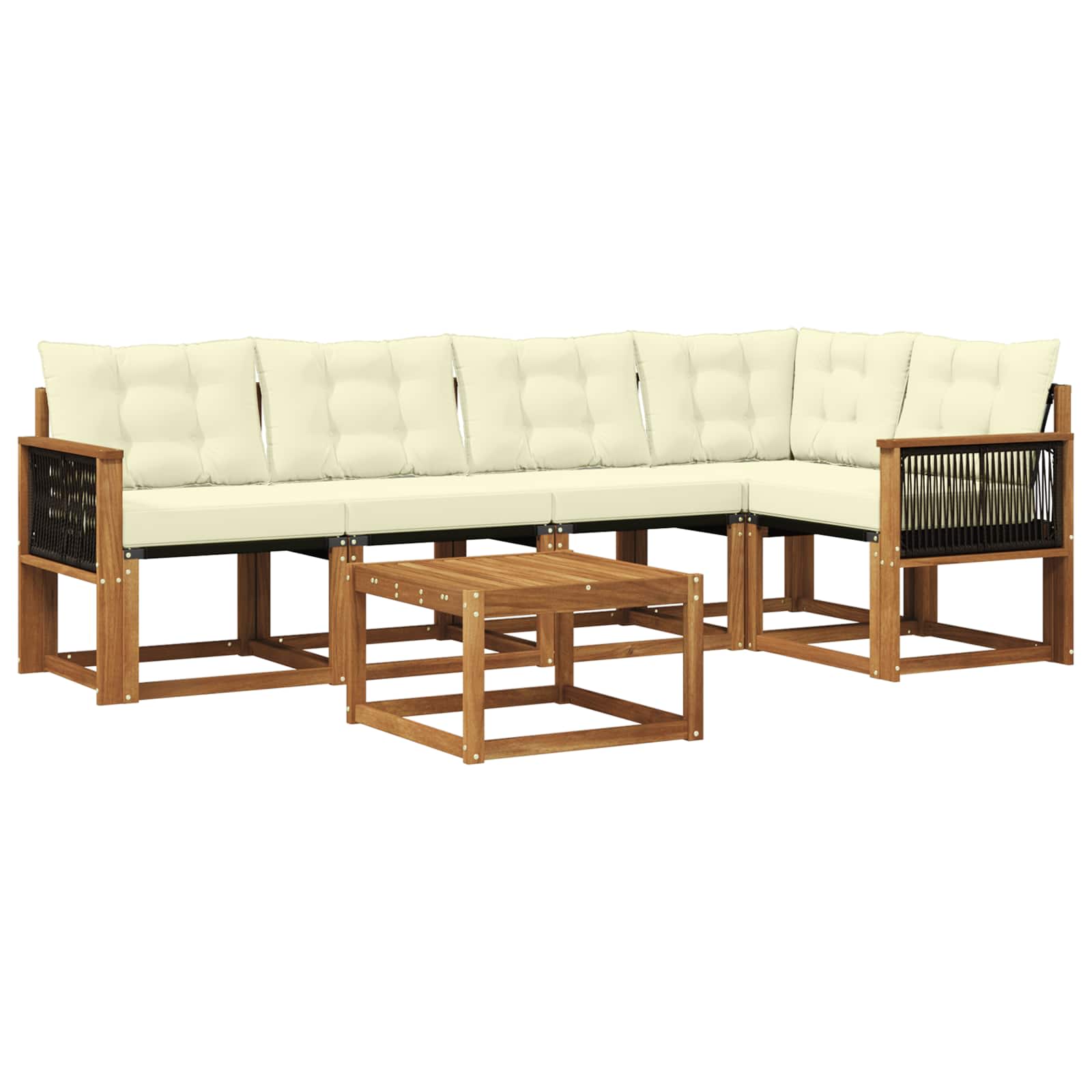 Outdoor-Sofagarnitur mit Kissen 6 pcs Natur und Creme