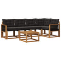 Outdoor-Sofagarnitur mit Kissen 6 pcs Natürlich und Schwarz