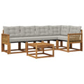 Outdoor-Sofagarnitur mit Kissen 6 pcs Natürlich und Hellgrau
