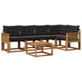 Outdoor-Sofagarnitur mit Kissen 6 pcs Natürlich und Schwarz