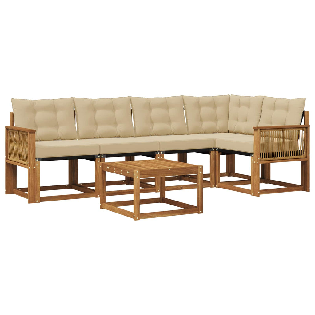 Outdoor-Sofagarnitur mit Kissen 6 pcs Natur und Beige
