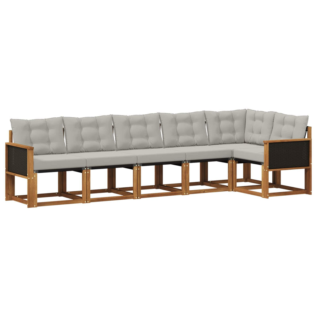 Outdoor-Sofagarnitur mit Kissen 6 pcs Natürlich und Hellgrau