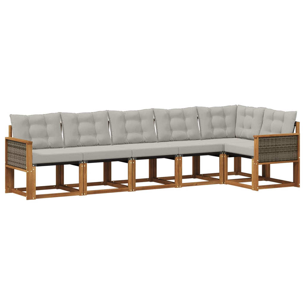 Outdoor-Sofagarnitur mit Kissen 6 pcs Natürlich und Hellgrau