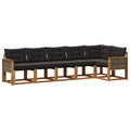 Outdoor-Sofagarnitur mit Kissen 6 pcs Natürlich und Schwarz