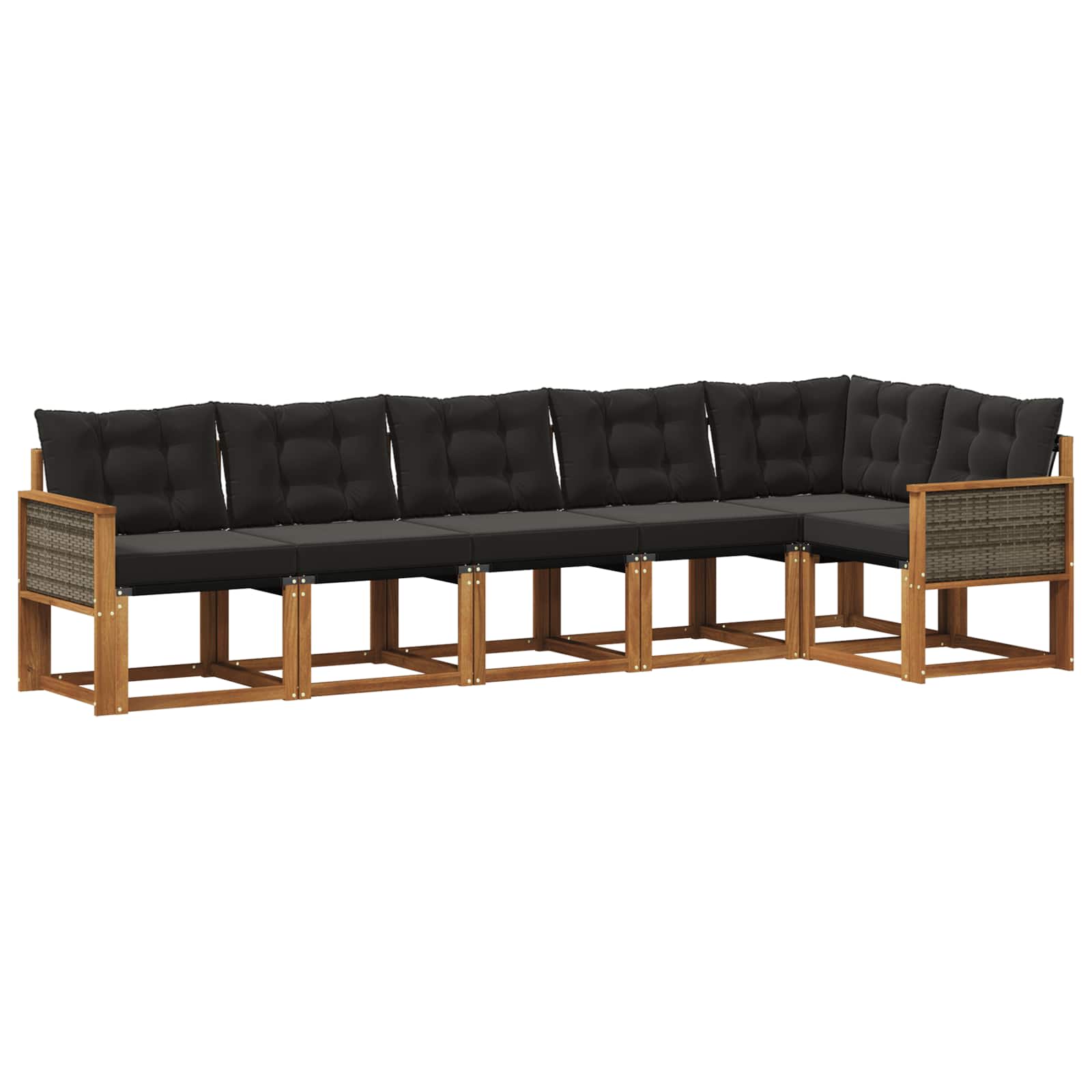 Outdoor-Sofagarnitur mit Kissen 6 pcs Natürlich und Schwarz