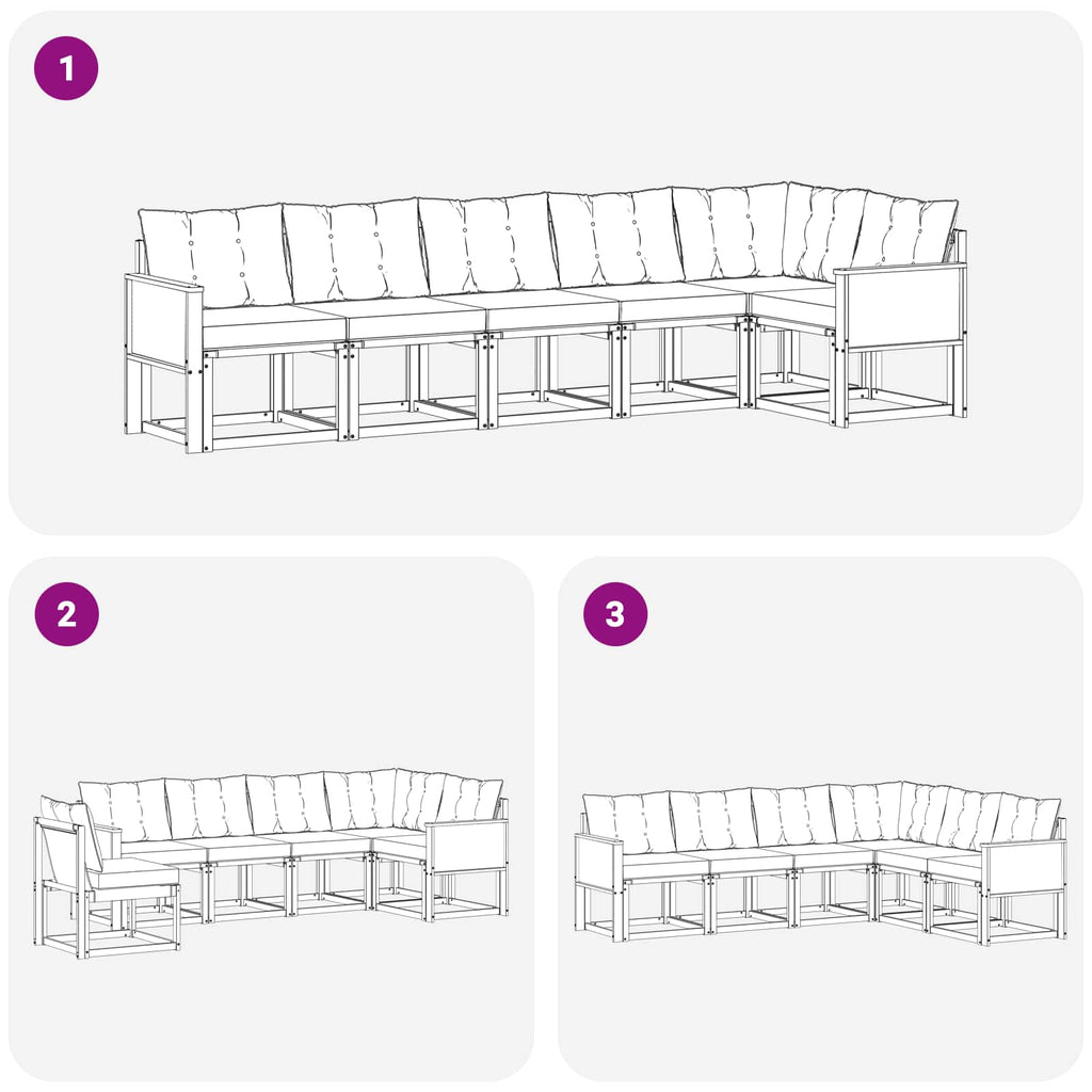 Outdoor-Sofagarnitur mit Kissen 6 pcs Natur und Beige