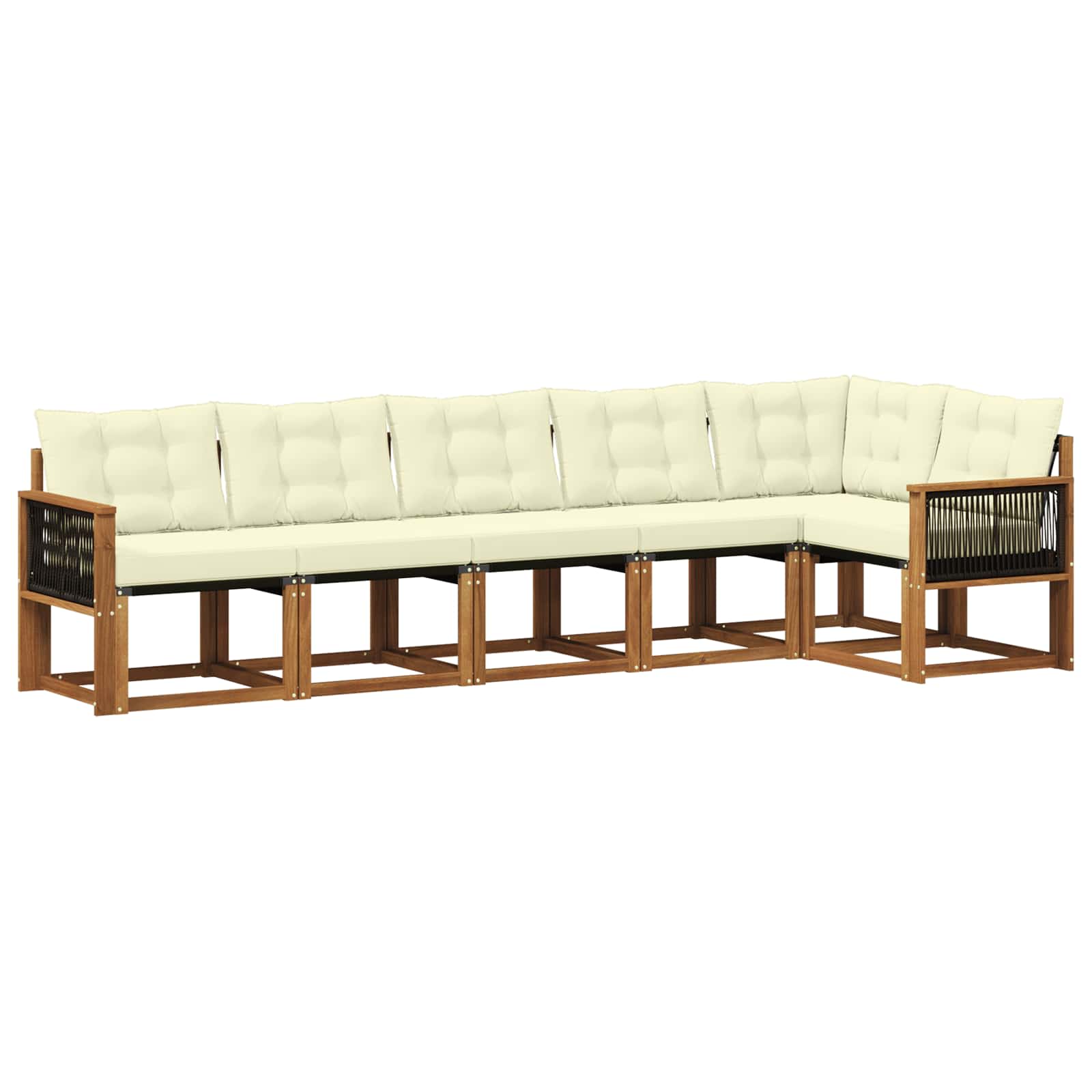 Outdoor-Sofagarnitur mit Kissen 6 pcs Natur und Creme