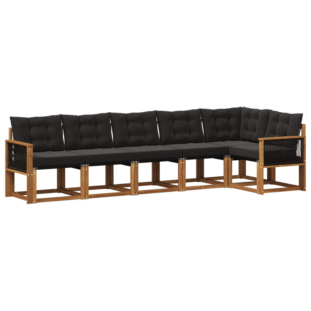 Outdoor-Sofagarnitur mit Kissen 6 pcs Natürlich und Schwarz