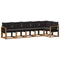 Outdoor-Sofagarnitur mit Kissen 6 pcs Natürlich und Schwarz