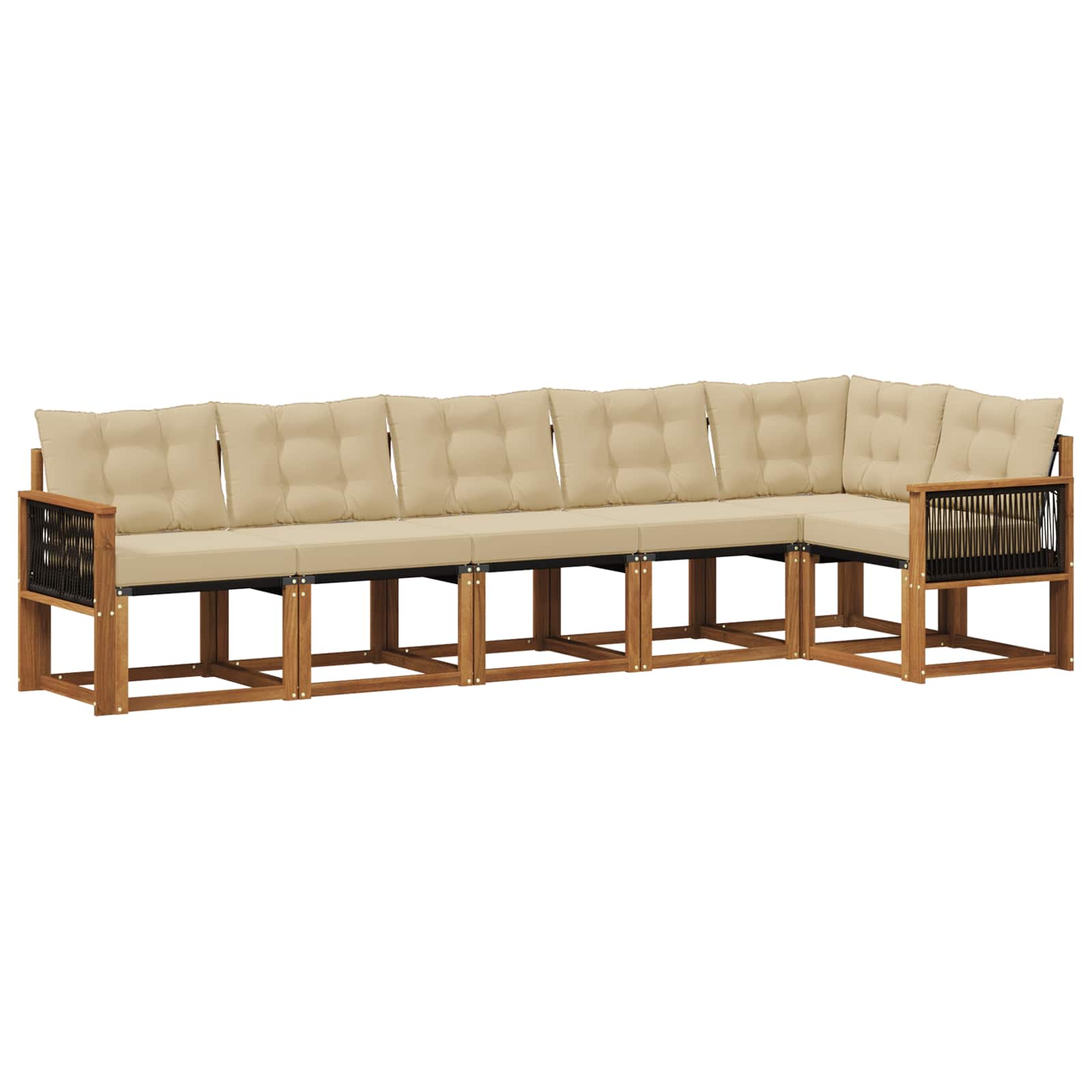 Outdoor-Sofagarnitur mit Kissen 6 pcs Natur und Beige