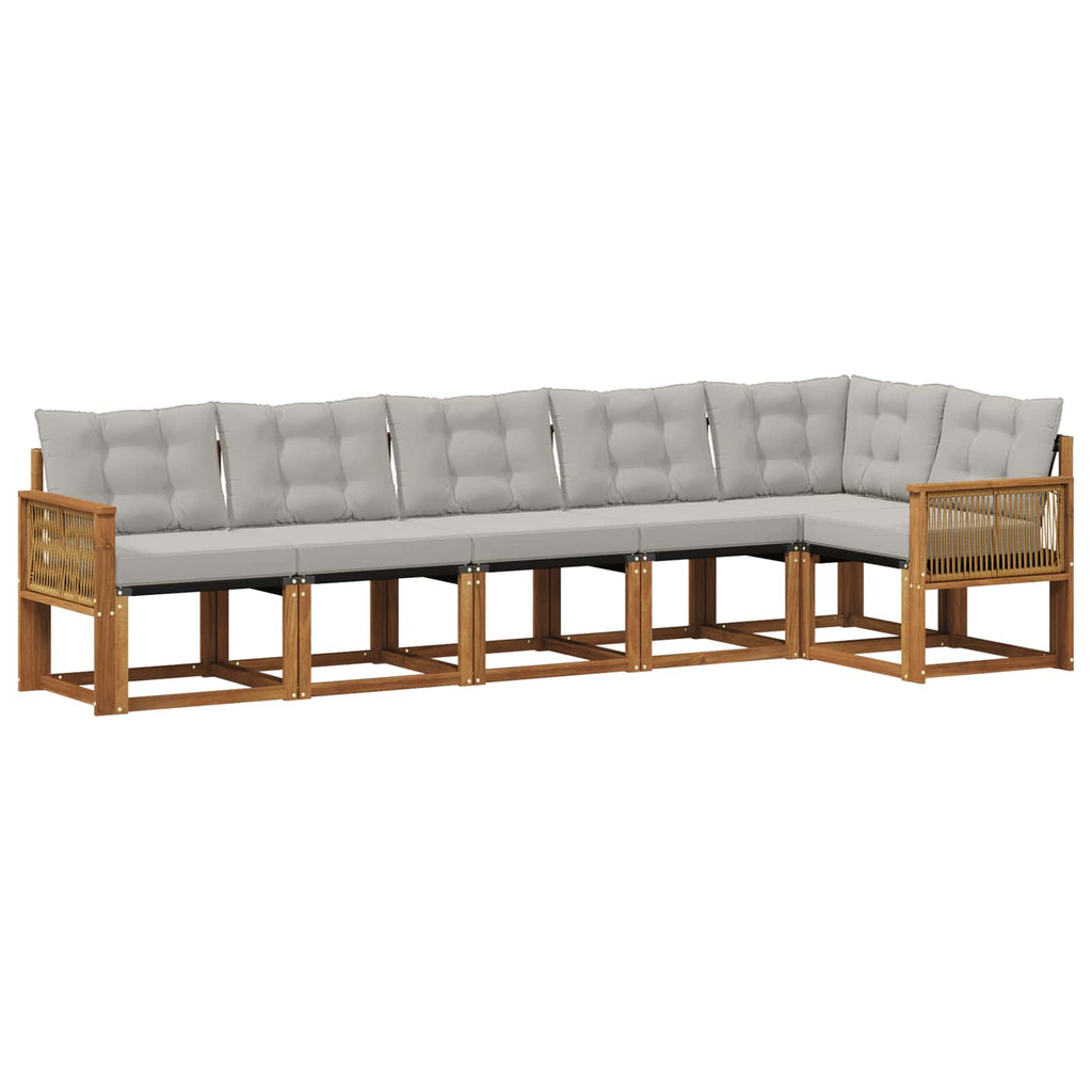 Outdoor-Sofagarnitur mit Kissen 6 pcs Natürlich und Hellgrau