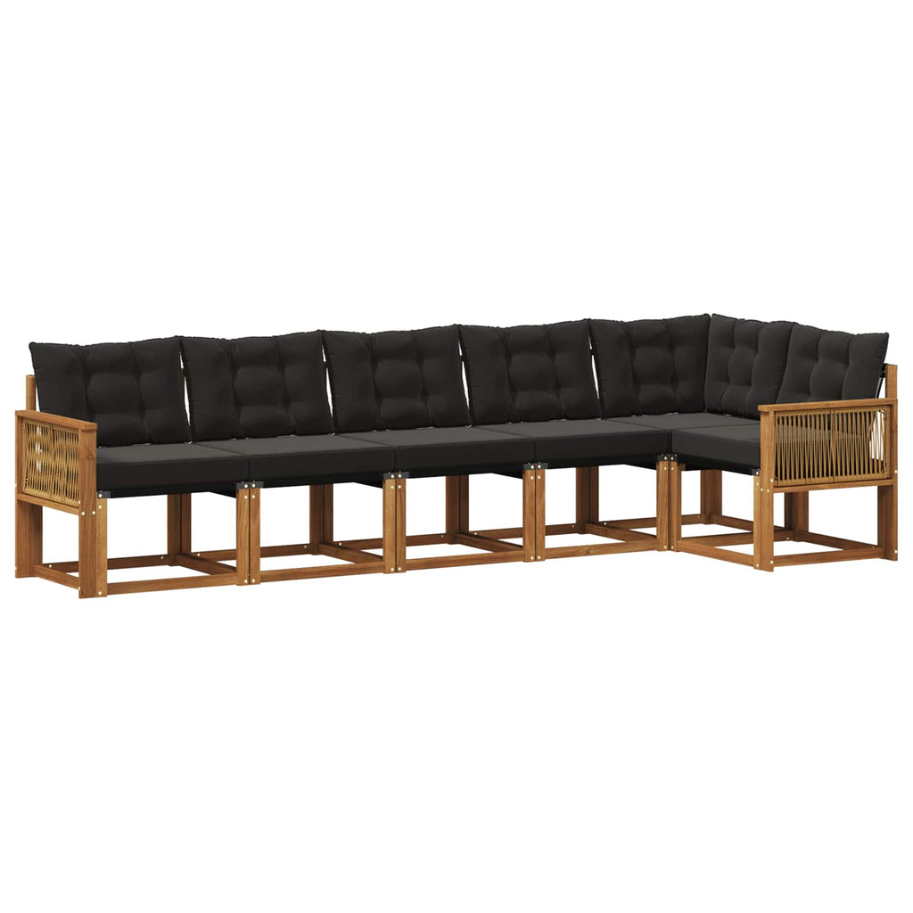 Outdoor-Sofagarnitur mit Kissen 6 pcs Natürlich und Schwarz