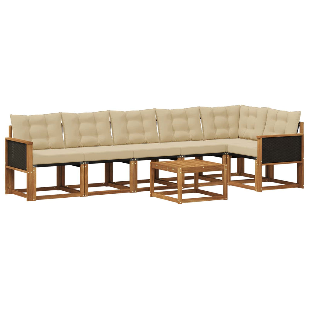 Outdoor-Sofagarnitur mit Kissen 7 pcs Natur und Beige