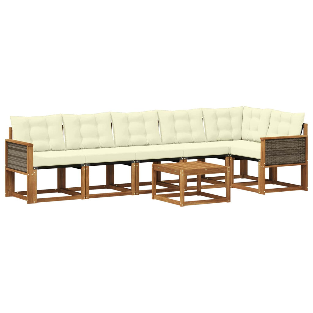 Outdoor-Sofagarnitur mit Kissen 7 pcs Natur und Creme