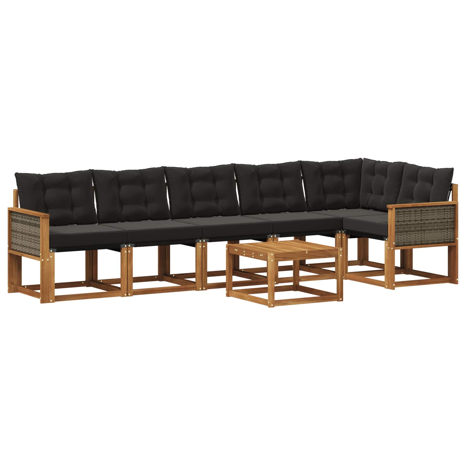Outdoor-Sofagarnitur mit Kissen 7 pcs Natürlich und Schwarz