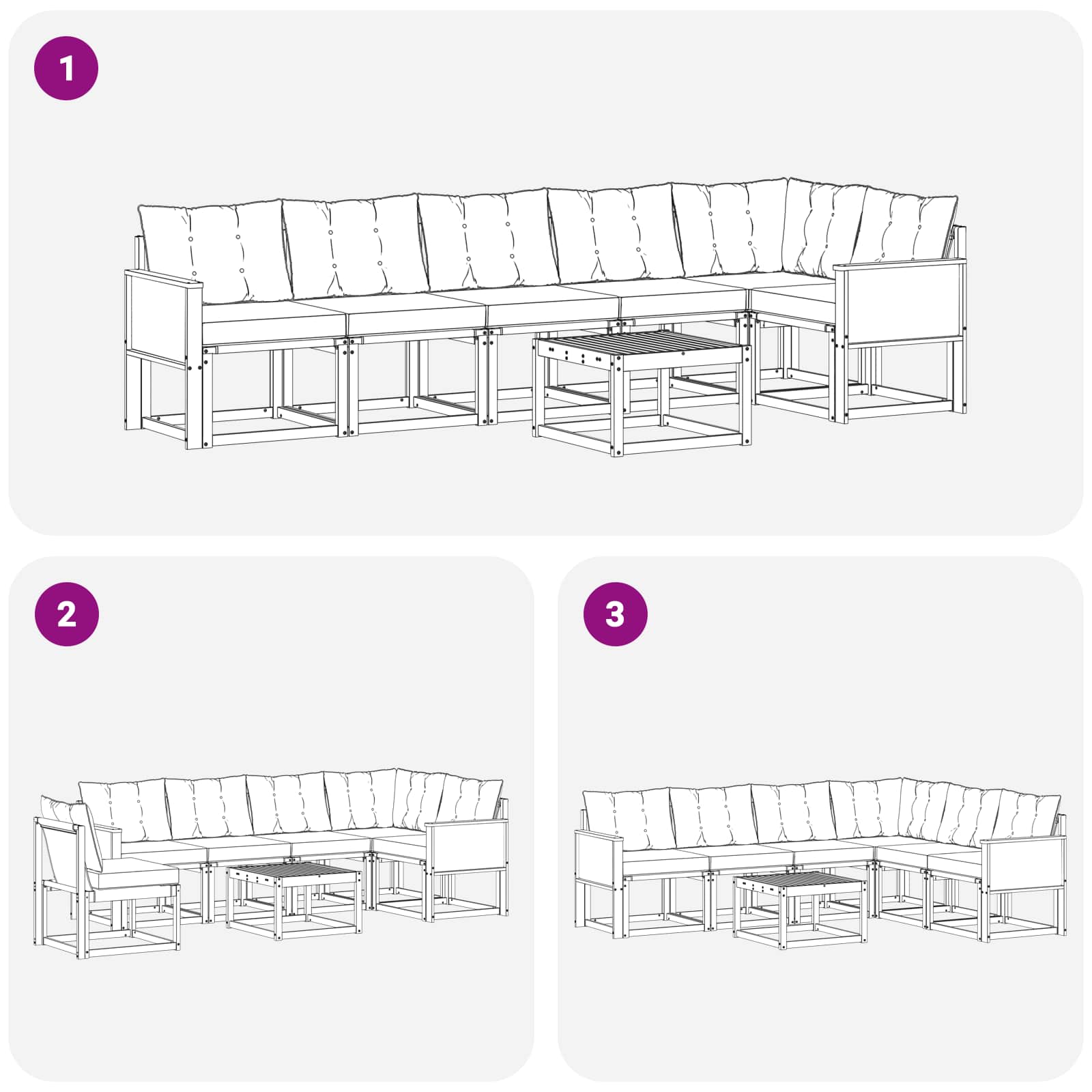 Outdoor-Sofagarnitur mit Kissen 7 pcs Natur und Beige