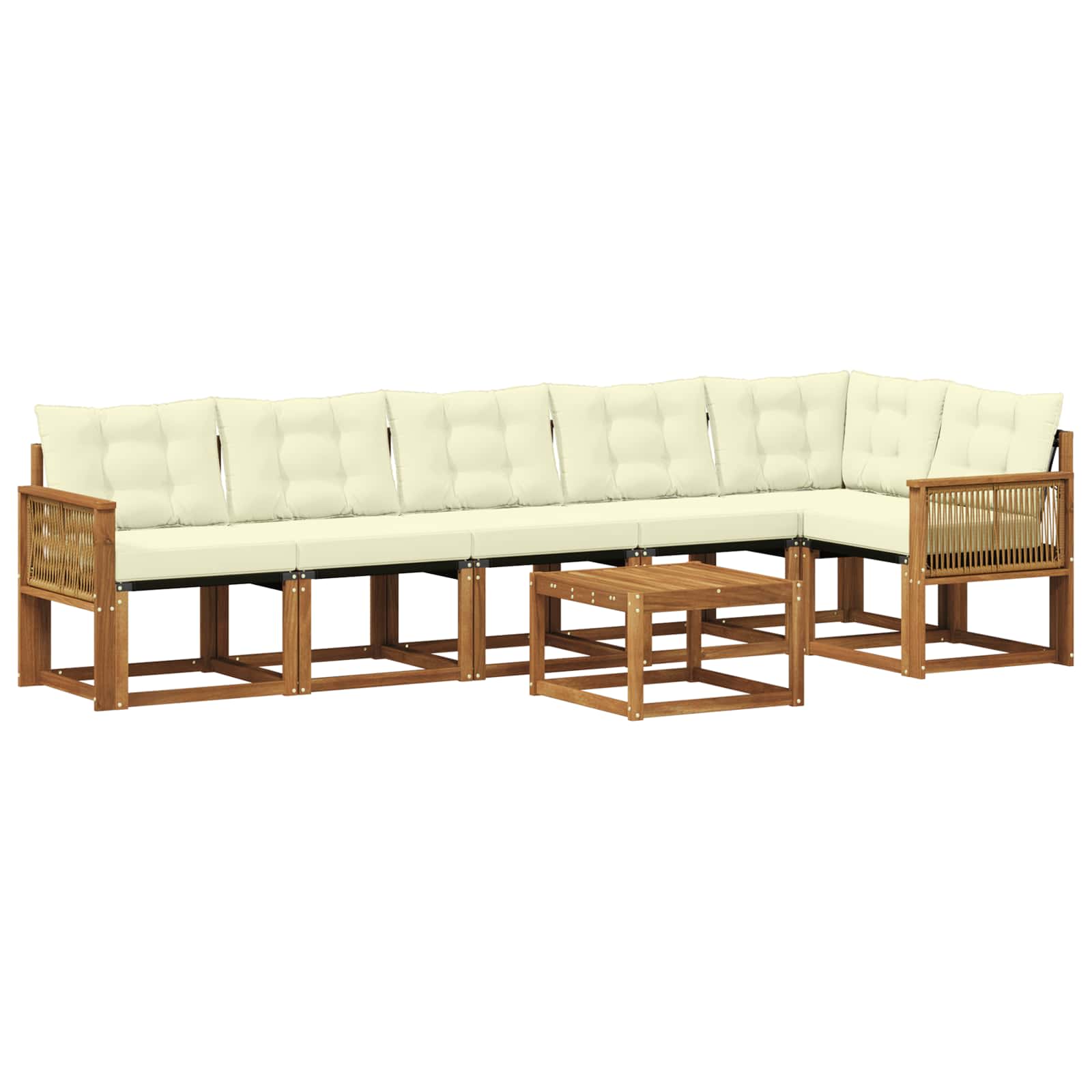 Outdoor-Sofagarnitur mit Kissen 7 pcs Natur und Creme