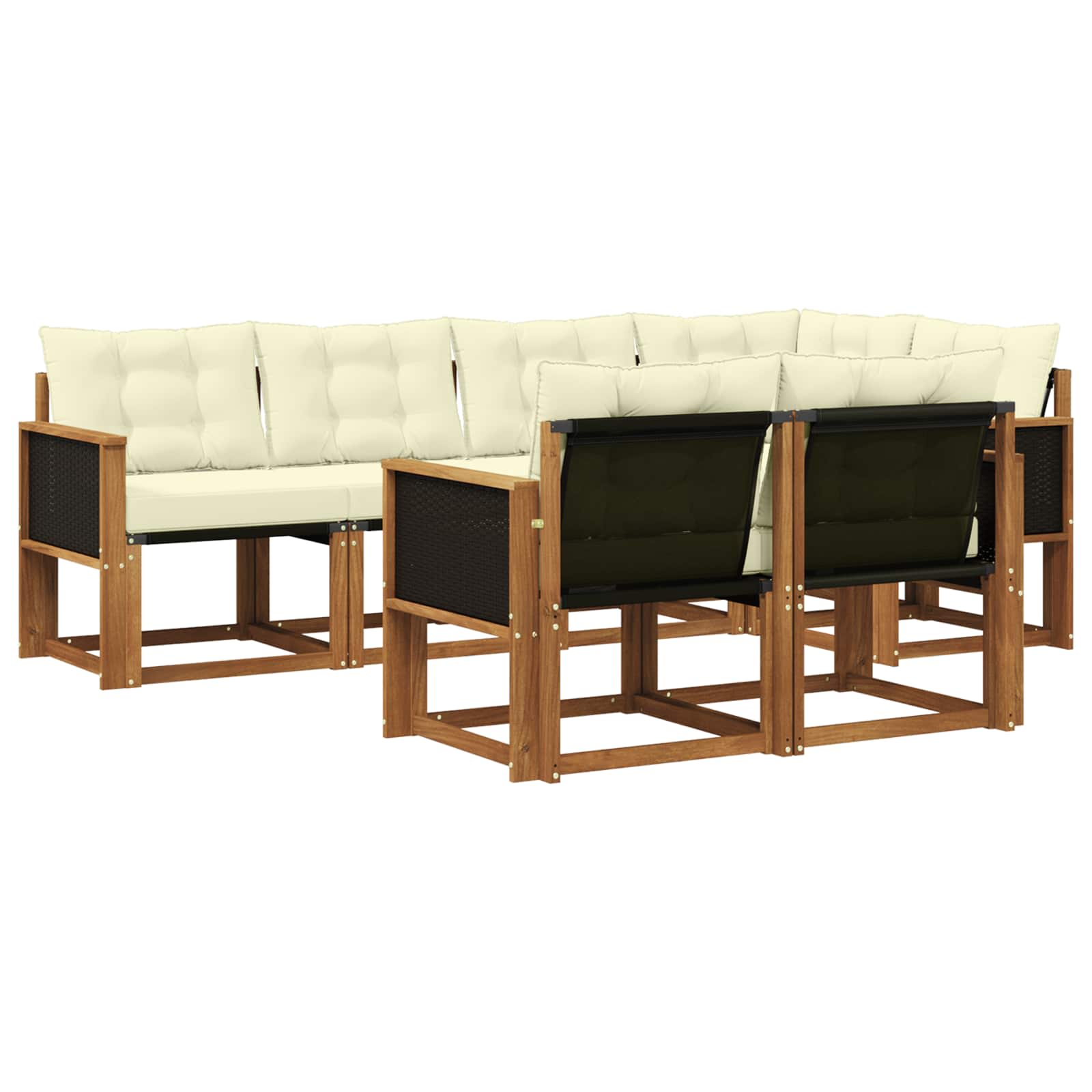 Outdoor-Sofagarnitur mit Kissen 7 pcs Natur und Creme