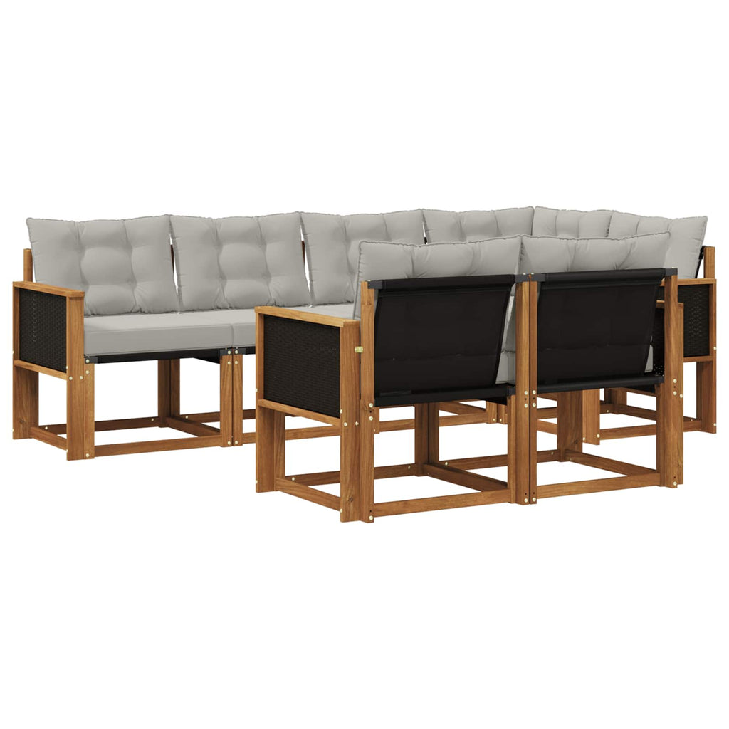 Outdoor-Sofagarnitur mit Kissen 7 pcs Natürlich und Hellgrau