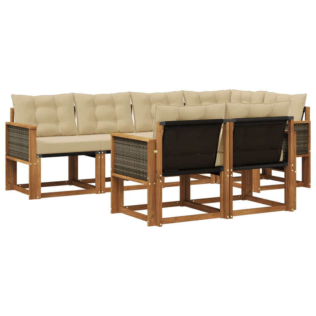 Outdoor-Sofagarnitur mit Kissen 7 pcs Natur und Beige