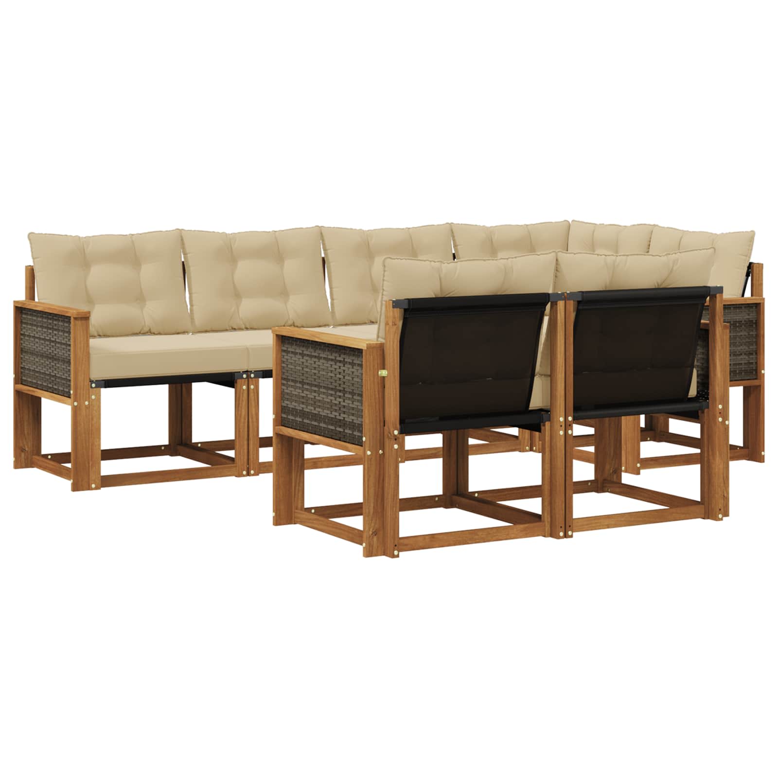 Outdoor-Sofagarnitur mit Kissen 7 pcs Natur und Beige