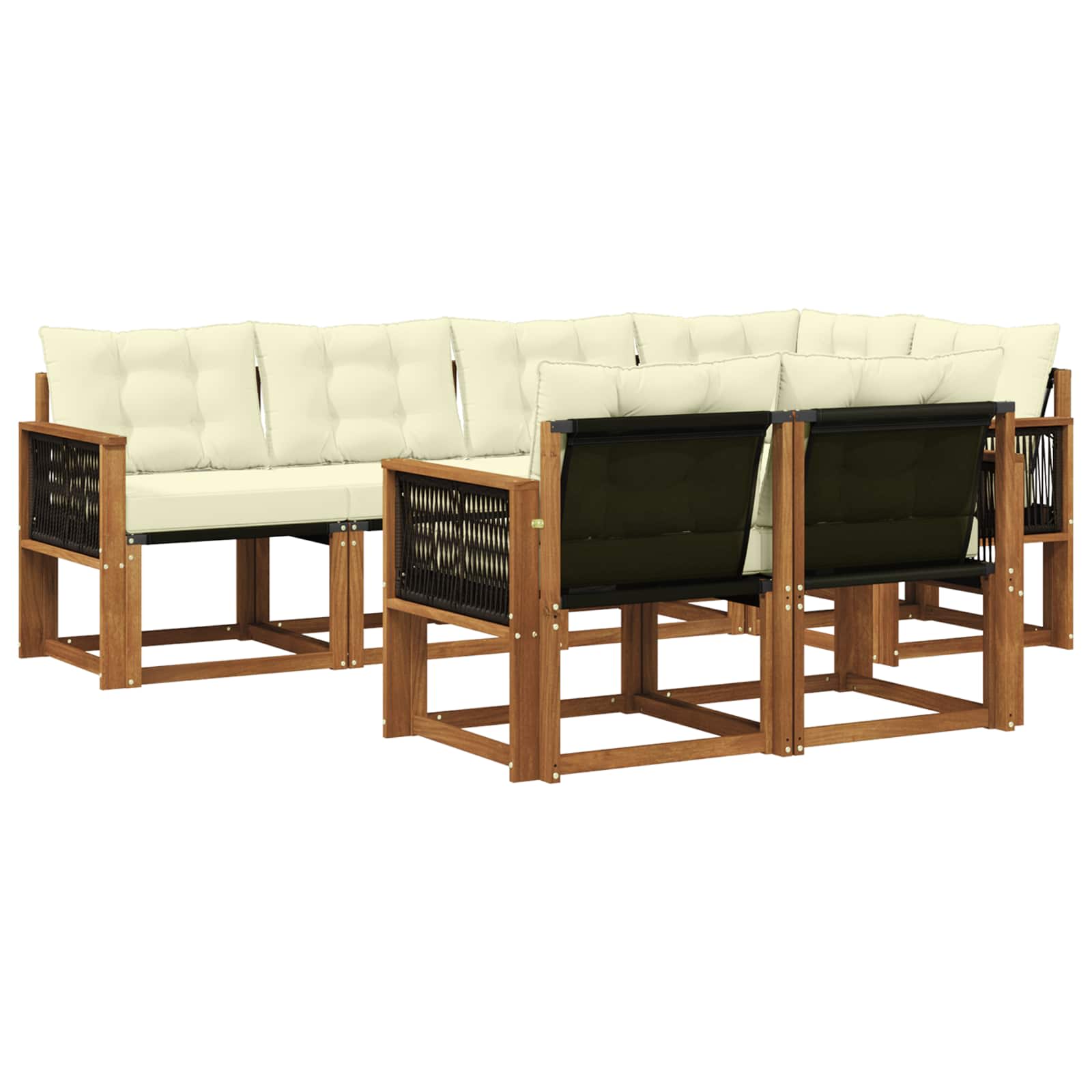 Outdoor-Sofagarnitur mit Kissen 7 pcs Natur und Creme