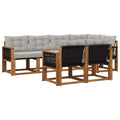 Outdoor-Sofagarnitur mit Kissen 7 pcs Natürlich und Hellgrau