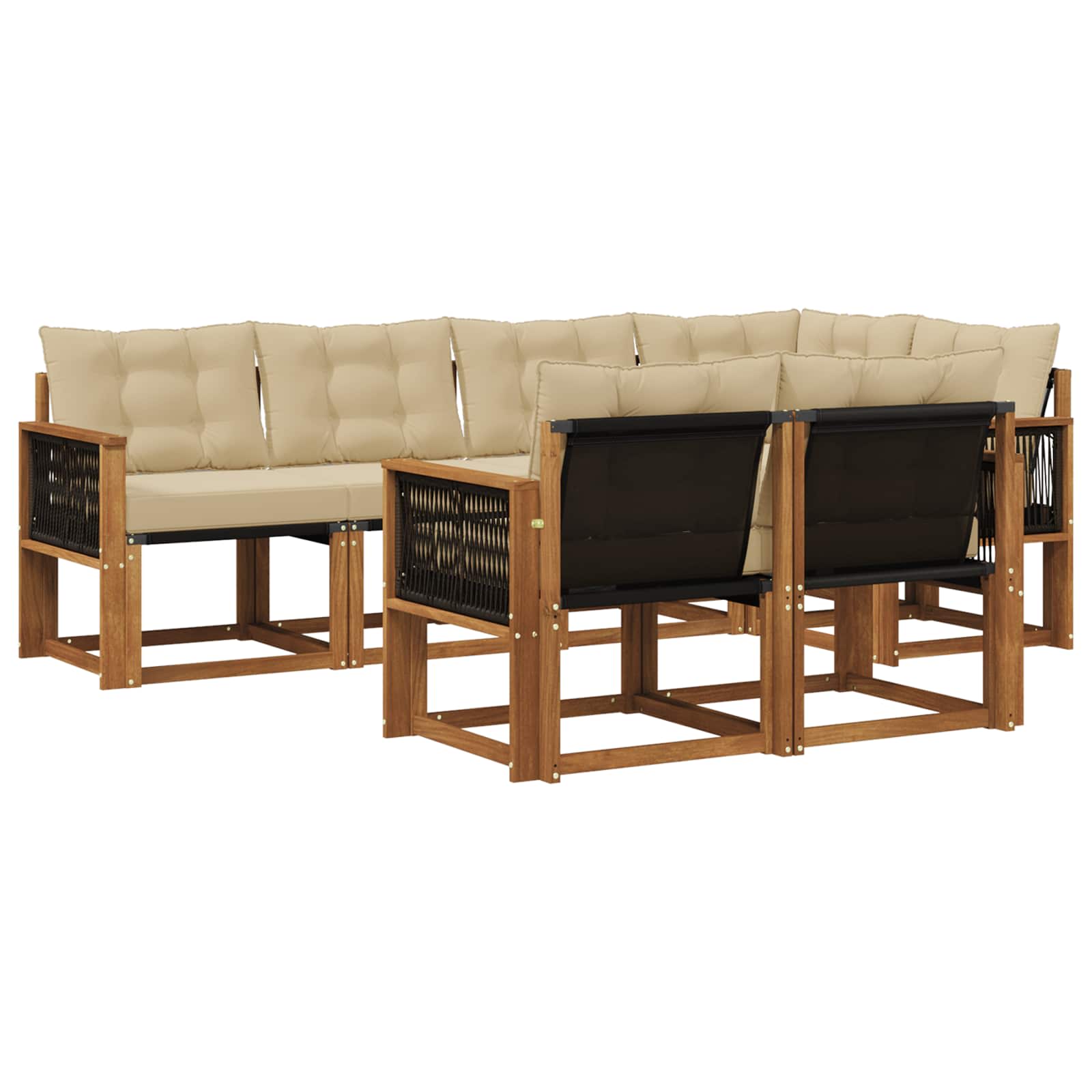 Outdoor-Sofagarnitur mit Kissen 7 pcs Natur und Beige