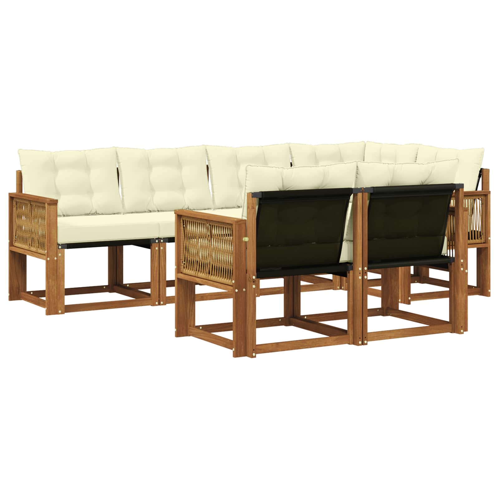 Outdoor-Sofagarnitur mit Kissen 7 pcs Natur und Creme