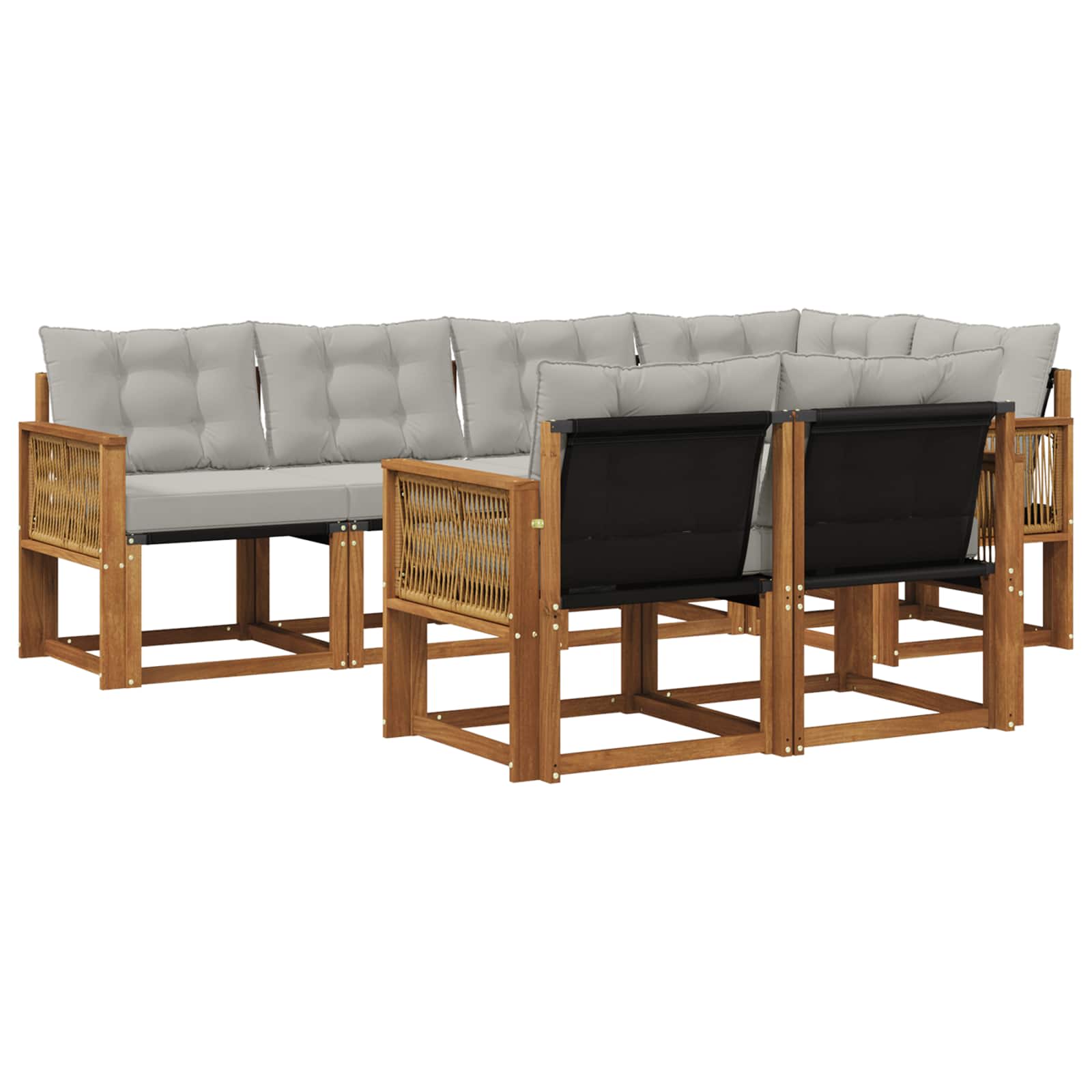 Outdoor-Sofagarnitur mit Kissen 7 pcs Natürlich und Hellgrau