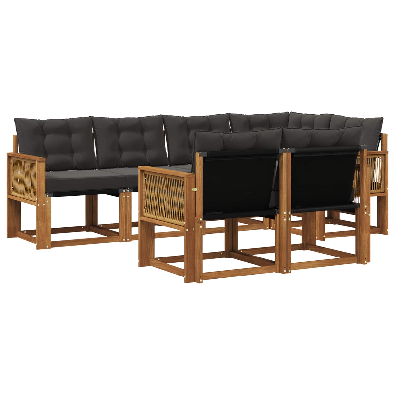 Outdoor-Sofagarnitur mit Kissen 7 pcs Natürlich und Schwarz