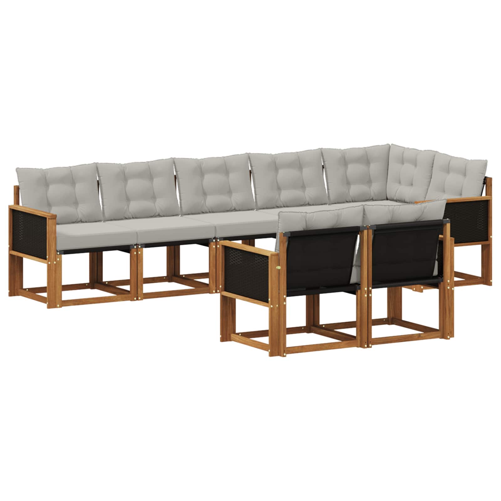 Outdoor-Sofagarnitur mit Kissen 8 pcs Natürlich und Hellgrau