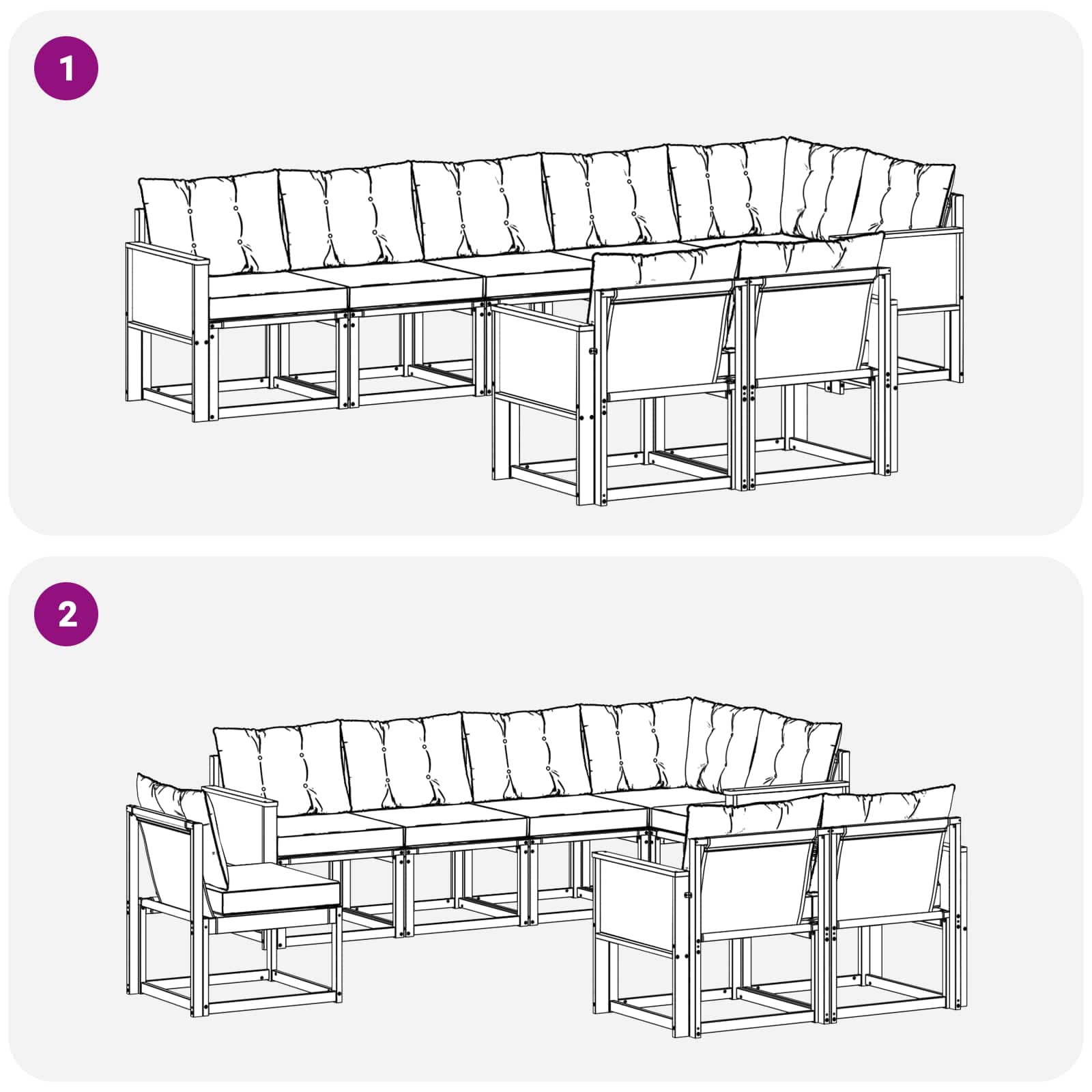 Outdoor-Sofagarnitur mit Kissen 8 pcs Natur und Beige