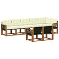 Outdoor-Sofagarnitur mit Kissen 8 pcs Natur und Creme