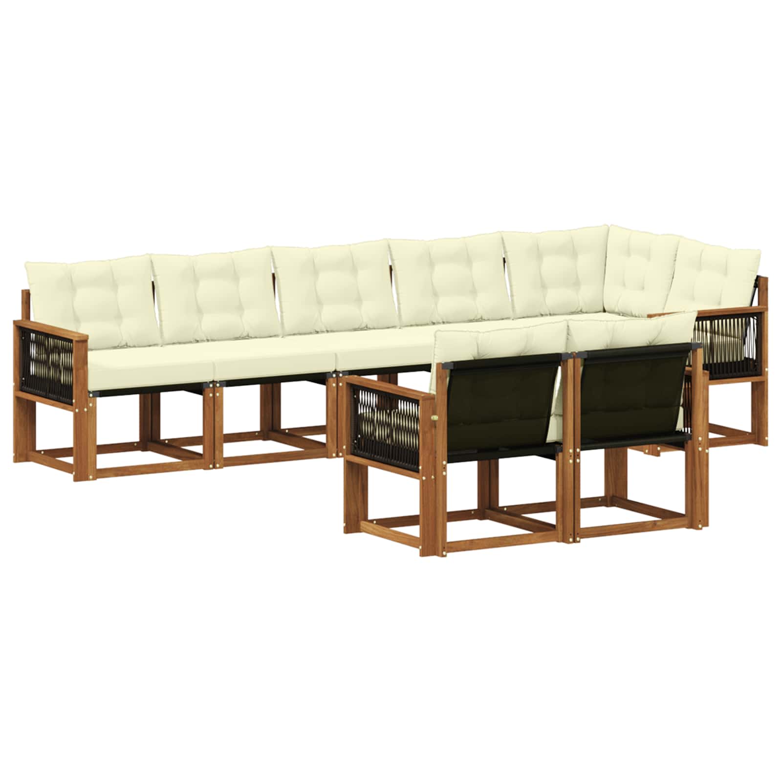 Outdoor-Sofagarnitur mit Kissen 8 pcs Natur und Creme