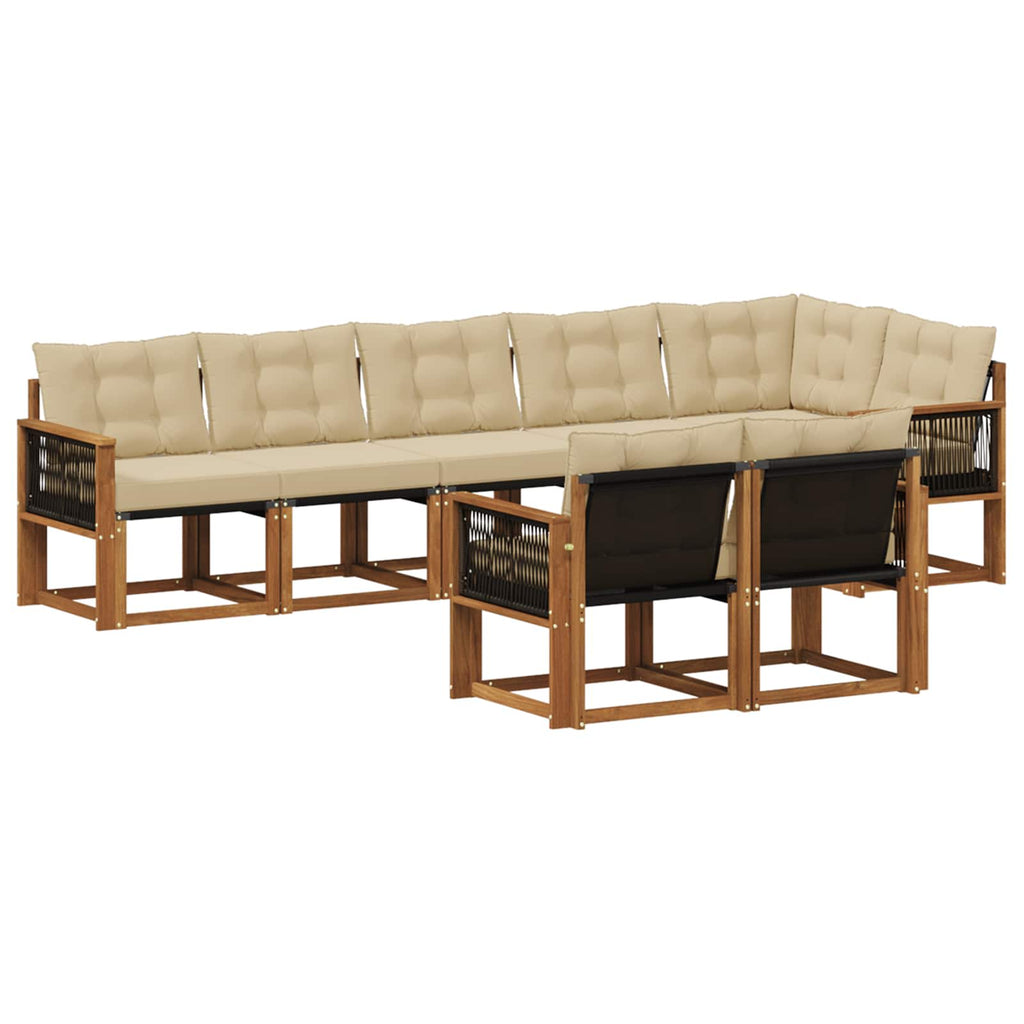 Outdoor-Sofagarnitur mit Kissen 8 pcs Natur und Beige