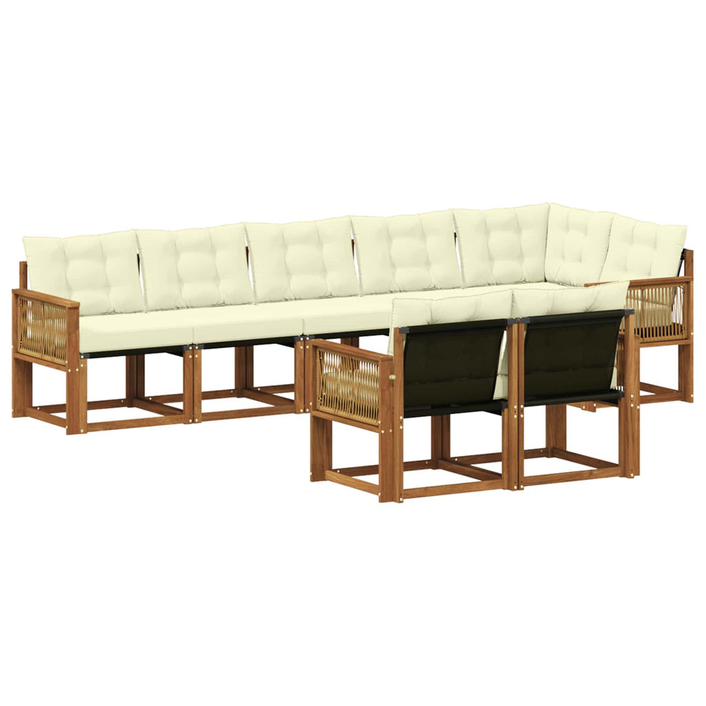 Outdoor-Sofagarnitur mit Kissen 8 pcs Natur und Creme