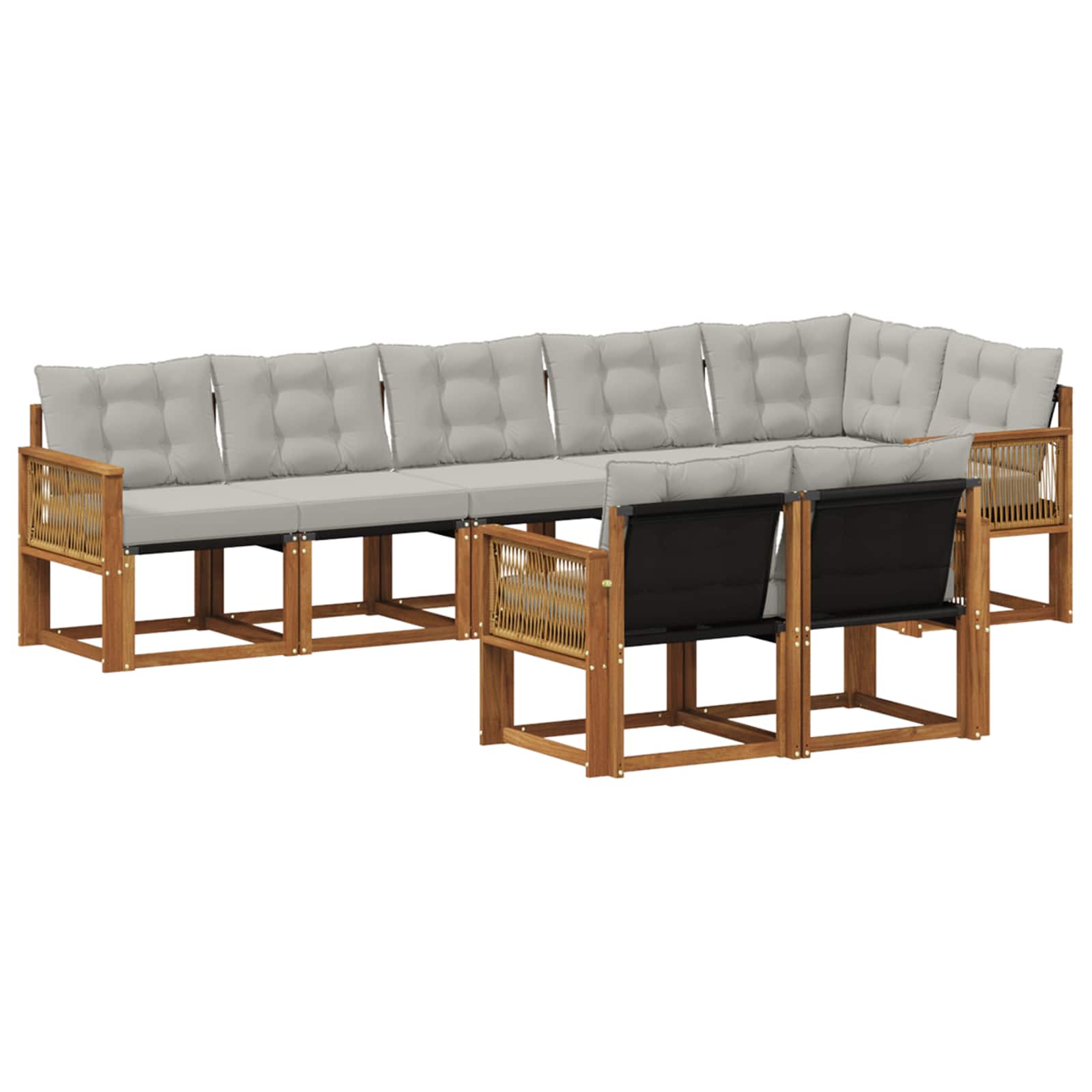 Outdoor-Sofagarnitur mit Kissen 8 pcs Natürlich und Hellgrau