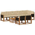 Outdoor-Sofagarnitur mit Kissen 9 pcs Natur und Beige