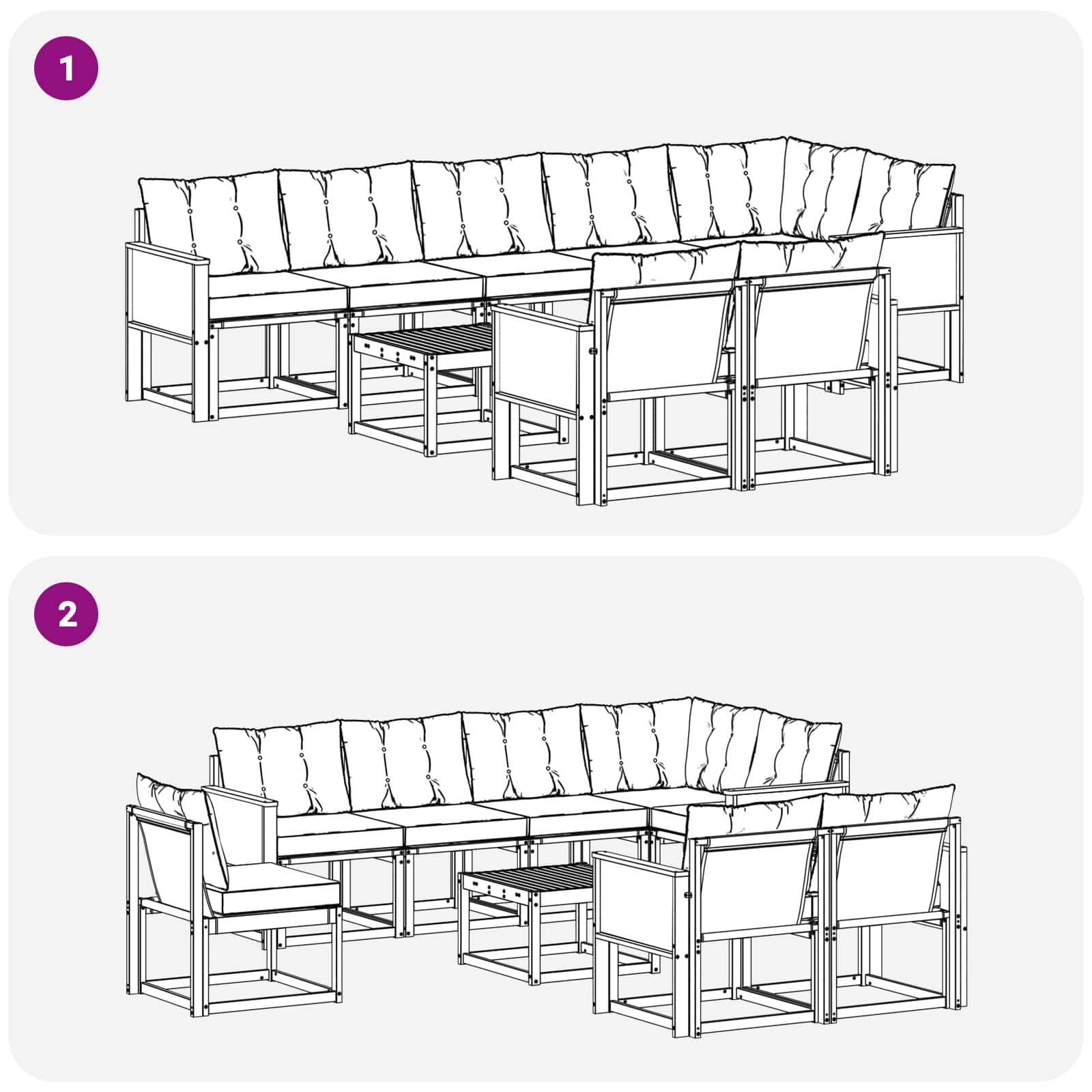 Outdoor-Sofagarnitur mit Kissen 9 pcs Natur und Beige