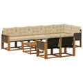 Outdoor-Sofagarnitur mit Kissen 9 pcs Natur und Beige