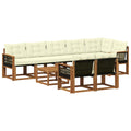 Outdoor-Sofagarnitur mit Kissen 9 pcs Natur und Creme
